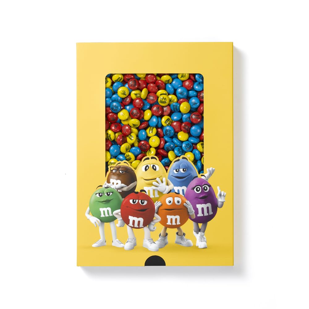 M&M'S COLLECTION Choco Coffret 400g Anniversaire - Bonbons Chocolat au Lait Imprimés Jaune, Bleu et Rouge, parfaits pour Gâteau, Cadeau, Fête