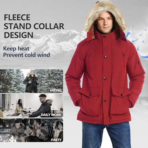Image of JYG Men's Winter Thicken Coat Warm Puffer Parka Jacket with Faux Fur Removable Hood