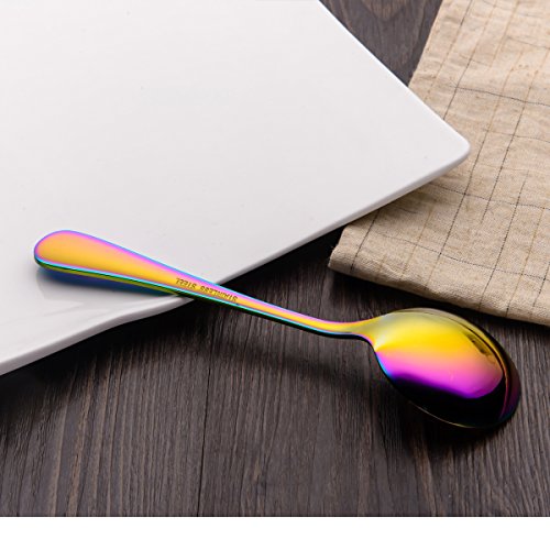 image for Berglander Rainbow Soup Spoon, 6 Pieces Stainiess Steel Titanium Plati