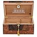 Humidor Supreme Rioja Desktop Cigar Humidor, High-Gloss Bubinga Wood with Walnut Burl Decorative Inlay, Glass Hygrometer, Spanish Cedar Tray with Divider, Holds 45-75 Cigars