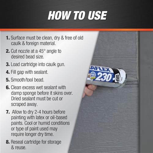 DAP Dynaflex 230 Premium Elastomeric Sealant Gris 10.1 Oz Pack 12 miniatura 4