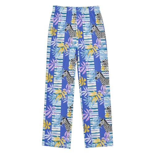 ALAZA Zebra Striped Background Pajamas Bottoms with Pockets Comfy Pjs Sleepwear Elastic Waistband Pajamas Pants Lounge Pants for 6-14 Years