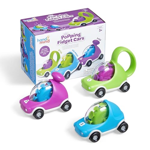 Image of hand2mind Popping Fidget Cars, Suction Cup Toys, Fine Motor Skills Toys, Toddler Toy Cars, Occupational Therapy Toys, Play Therapy Toys, Preschool Sensory Toys, Anxiety Relief for Kids (Set of 3)