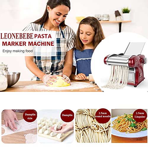 Electric Household Pasta Maker Automatic Noodle Maker Machine Dough Pressing Spaghetti Roller 2-In-1 Stainless Steel For Home Commercial Use Cut 2.5Mm Round & Flat Noodle (2.5Mm Noodle Blade) #TOP1