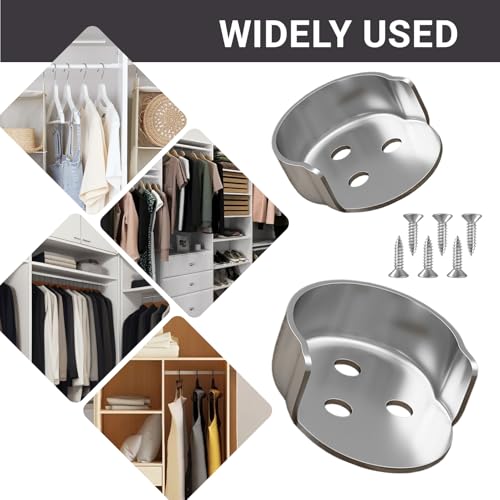 2 Stück 25mm Rundrohr Halterung ，U-Form for Kleiderschrank Kleiderstange, Flansch Stangenhalter, Gardinenstange Halter, Schrankrohr Stange, Kleiderstangen Halterung Schrank Zinklegierung（6 Schrauben）