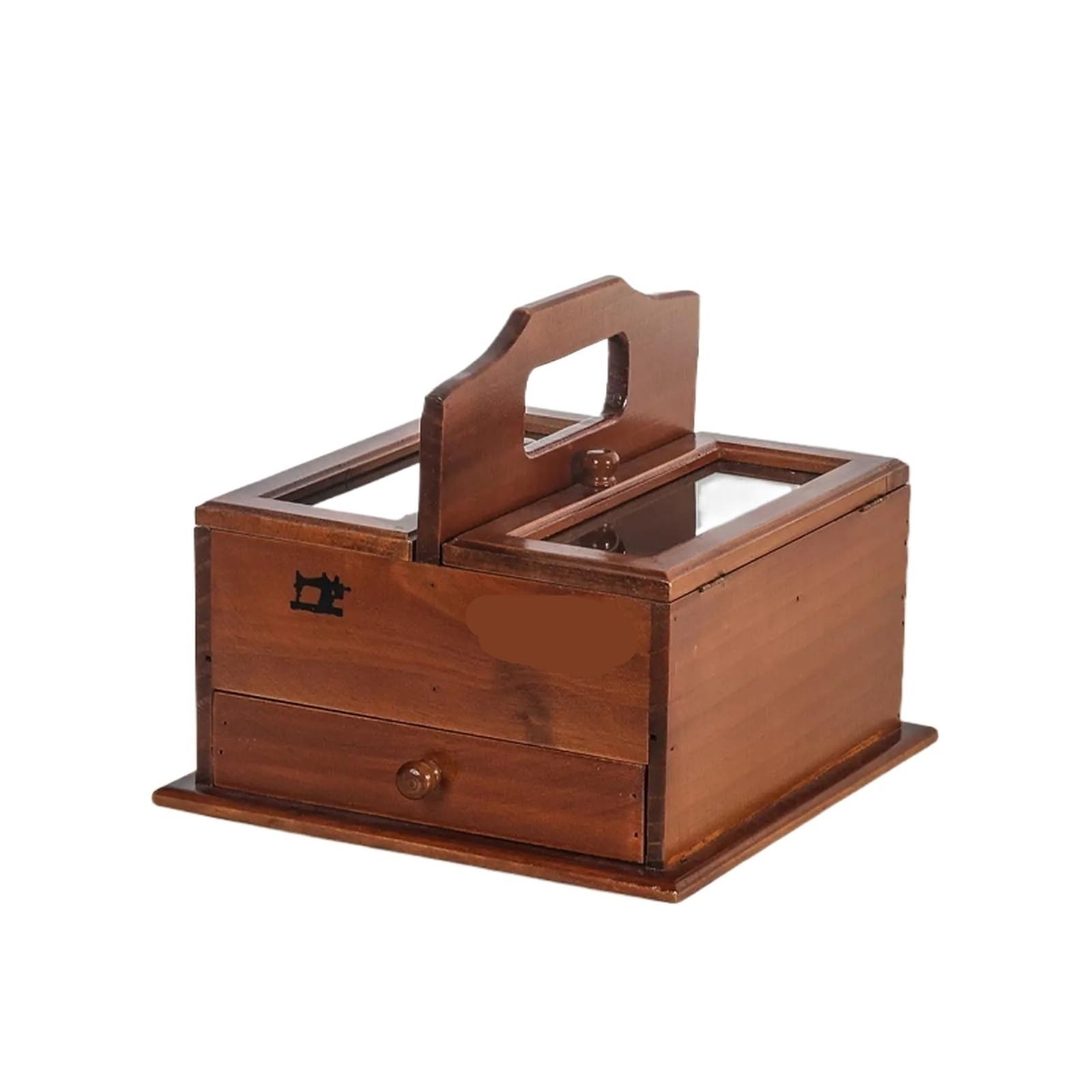 Hand-Carried Sewing Basket Sewing Thread Spool Carrying Case Wooden