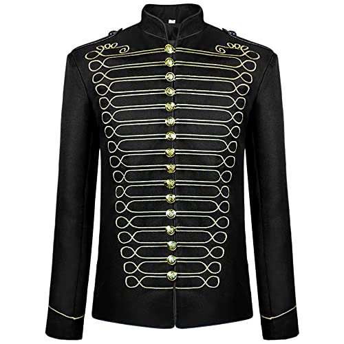 Chaqueta militar de desfile BaronHong en negro y dorado talla S