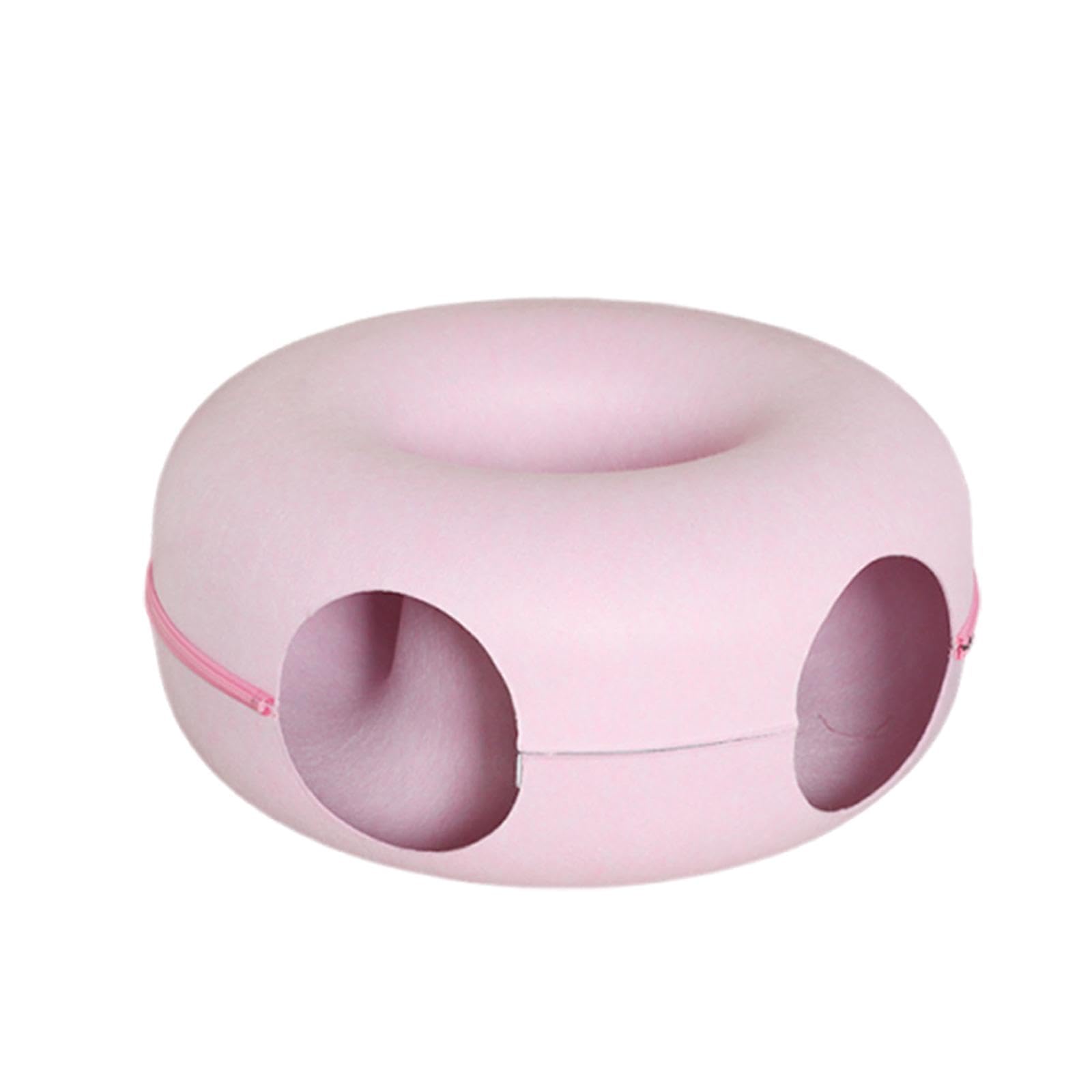 B Baosity Cat Tunnel Cama Donut Circular Cojín Juguete Interactivo de Fieltro Transpirable para Diversión Y Ejercicio Adecuado para Gatos Gatitos, Rosa