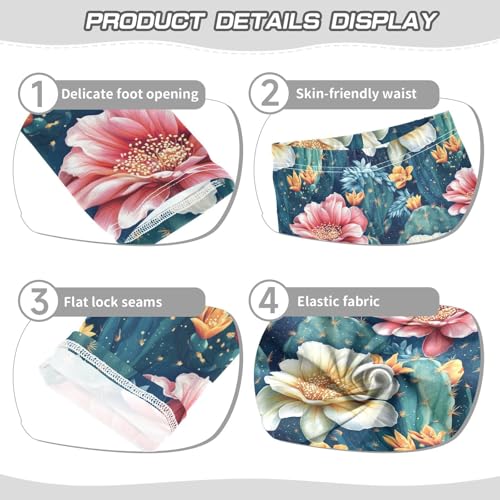 Girls Leggings Tropical Flowers Cactus Soft Toddler Leggings for Girls Kids Pants Size 4T-10T3