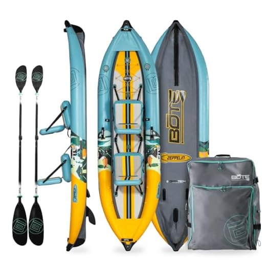 BOTE Zeppelin Aero 12 FT Inflatable Kayak Package Customizable for 1 Single Rider and 2 Person Tandem Rider Blow Up Family Friendly Fishing Hunting Multiple Colors