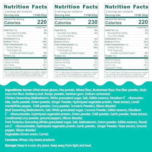 Image of Hethstia Instant Ramen Soup Cup, 6 Pack High-Protein Ramen Noodle Broth Variety Flavor (Chicken, Spicy Beef, Pork Tonkotsu), Plant-Based Protein (32g), Air-Dried, Non-Fried, Low Fat Quick Meal
