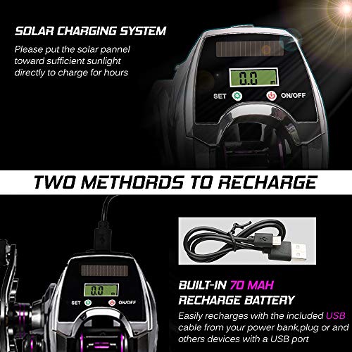 Wuyuzi ベイトリール,6+1BB 8.0:1 比率デジタル表示 ベイトキャスティング リール ライン カウンター付き サン パワー充電システム 高速フィッシング リール タックル アクセサリー 6枚目