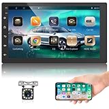 ★【Radio Coche Bluetooth 2 Din】 Responda / haga llamadas y tenga las manos libres sin distracciones, descargando la guía telefónica y los registros telefónicos. El micrófono incorporado capta su voz y los parlantes de su automóvil le permiten escuchar a la persona del otro lado. Reproduce y controla tu música de forma inalámbrica.
