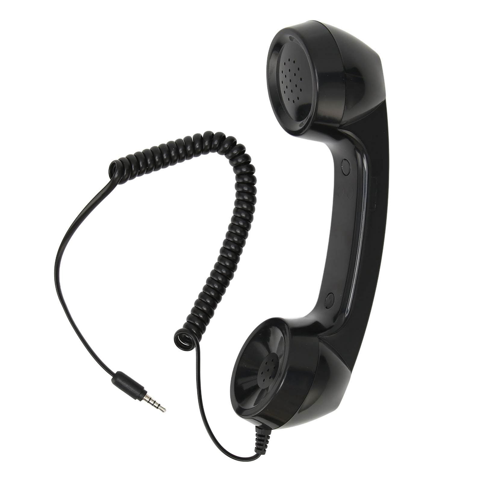 Odbiornik Telefonu Komórkowego, Odporny na Promieniowanie Zestaw Słuchawkowy w Stylu Retro, Czysty Dźwięk z Mikrofonem do Smartfonów (Czarny)