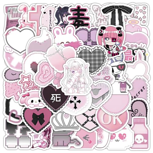 Calcomanías de anime rosa, 100 unidades, impermeables, divertidas calcomanías para laptop, botella de agua, monopatín, equipaje, coche, bicicleta, álbum de recortes, vinilo lindo estético kawaii para