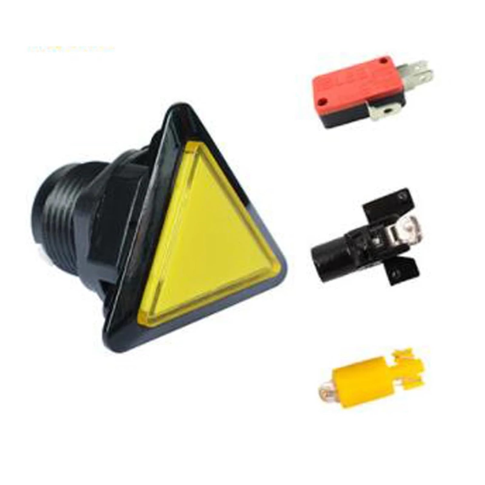 Interrupteur à bouton vidéo triangulaire jaune 39mm avec indicateur LED en 5 couleurs