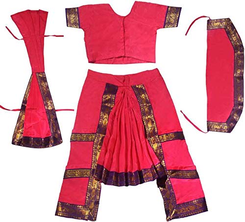 Green Dance Dress bhratnatyam Dress for Kids Classical Dress for Girl Dance Costume (12-14 Years)