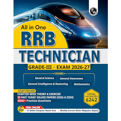 Image of PW All In One RRB Technician Grade 3 Exam 2026-27 | Chapterwise Theory & Exercise | 4000+ Practice Questions | 10 Past Year Questions (PYQs) | 15 CBT Tests | English Edition