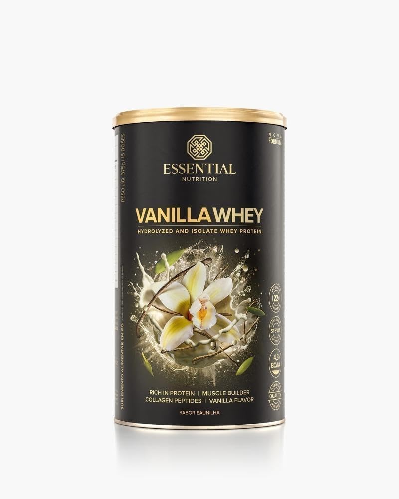 Essential Nutrition – Vanilla Whey Lata 375g 15 doses Essential Nutrition – Vanilla Whey Lata 375g 15 doses