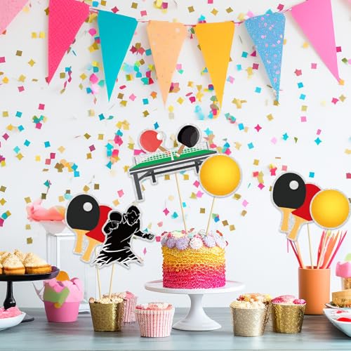 Image of Table Tennis Theme Centerpiece Sticks,Tennis Lovers Party Table Toppers,Sports Party Decorations,ping-pong Theme Birthday Cupcake Toppers.Set of 16