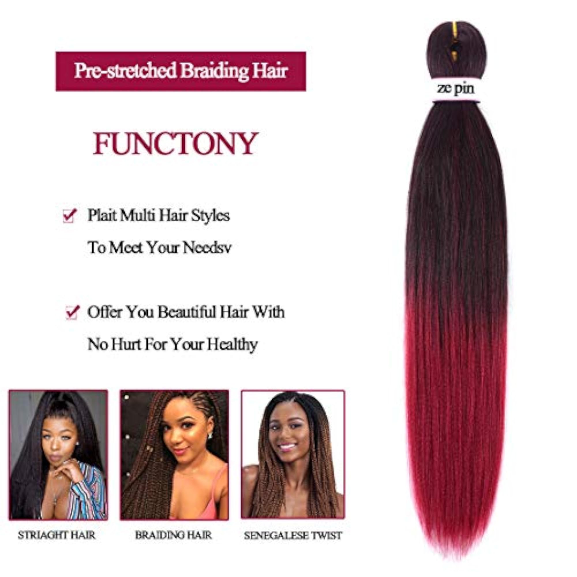 Pre Stretched Braiding Hair, 26 Inch