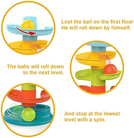 LZDMY Baby Toy 9-18 Months, Ball Drop and Roll Ramp Toy for 1 Year Old Boys Girls, Sensory Toy for Babies 12 Months, Baby Ball Tower Roll ball Game, 1st Birthday Gifts for Babies