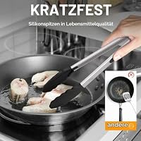 HOTEC Premium-Küchenzange aus Edelstahl, mit Verriegelung, Kochzange mit Silikonspitze, 2er-Set, 22,9 cm und 30,5 cm lange Zangen – Ansicht 3