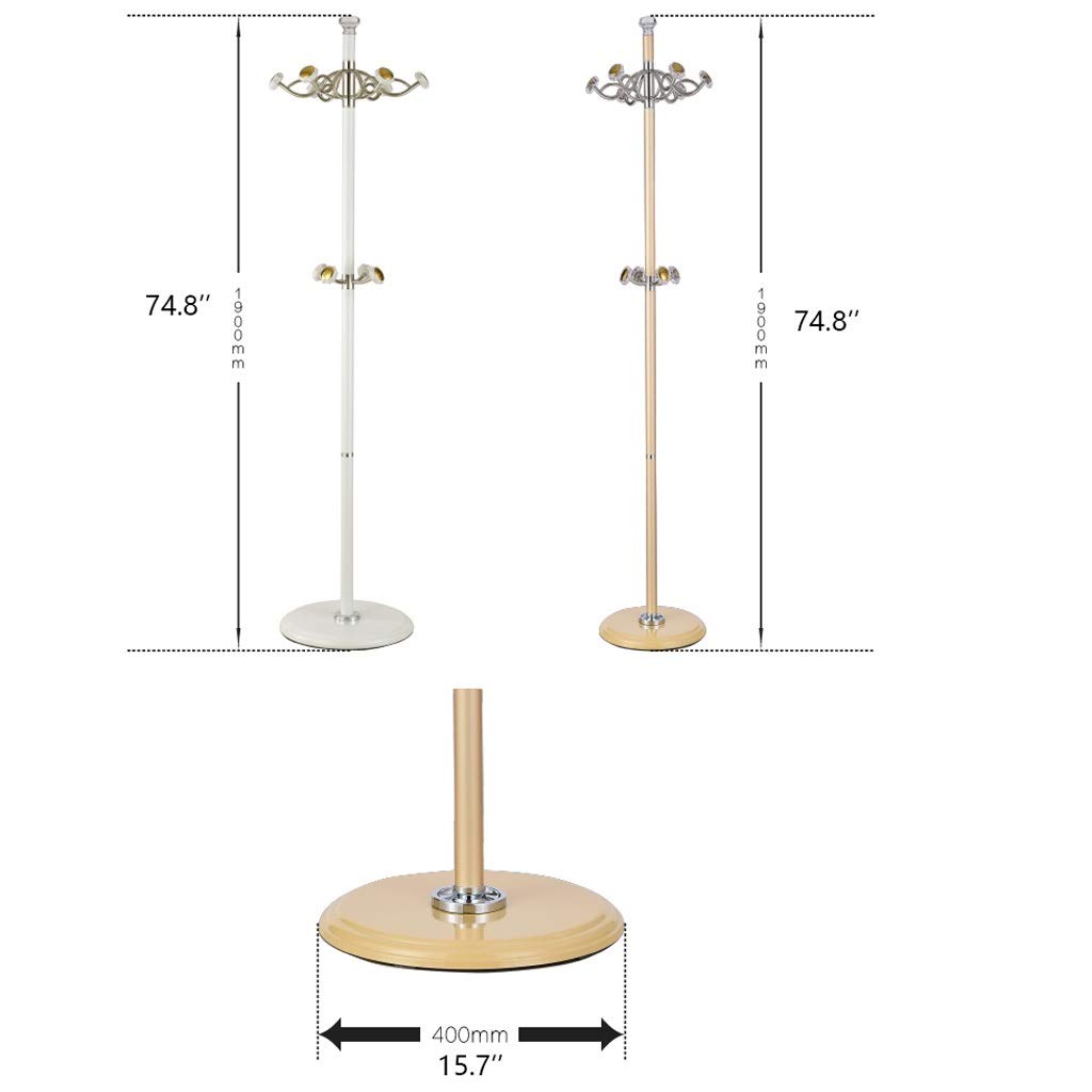 FAXIOAWA Porte-Manteau Stand Multifonction Aluminium Porte-Manteau Sol Debout Organisateur Cintre Crochet Stand pour Manteaux Chapeaux Écharpes Vêtements Sacs À Main (Couleur : Blanc) (Blanc)