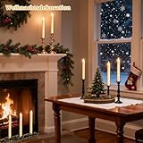 IMAGE 6 PCS Rechargeable Flameless Taper Candles with Charging Station, LED Flickering Candlesticks with Remote & Timer, Perfect for Home/Wedding/Christmas Decor, 9.17 * 0.82Inch - Image 8