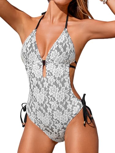 Maillot de bain une pièce décolleté plongeant v relief texturé
