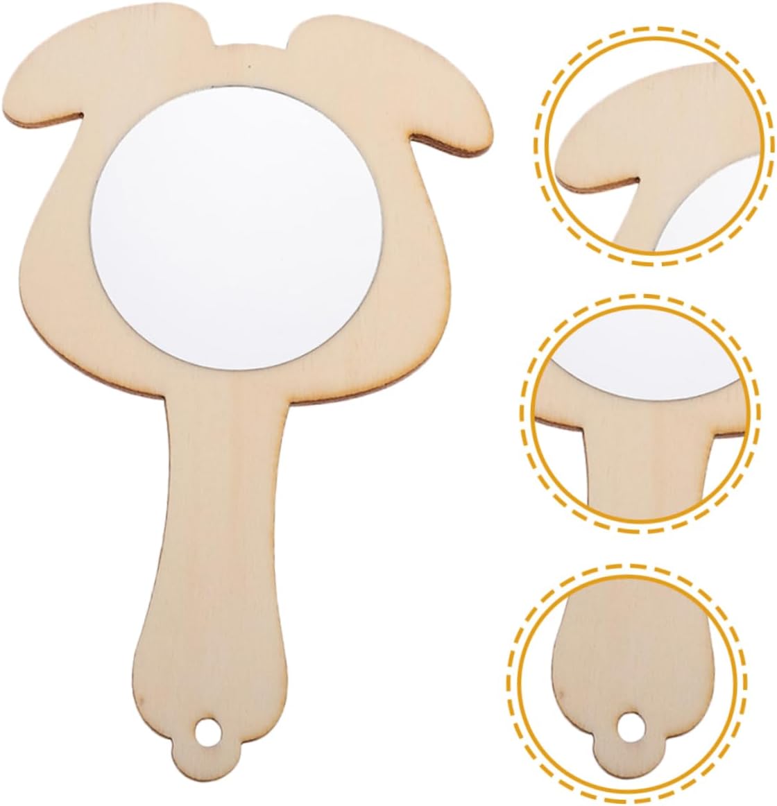 Mini Wooden Mirrors 10-Pack Unfinished Handheld DIY Craft Mirrors for Boys and Girls Lightweight for Art Projects and Makeup