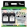 63XL Cartucho de tinta negra compatible con HP Ink 63 para cartucho de tinta negra HP 63, funciona con Officejet 3830 4650 5200 5255 5258; DeskJet 1112 2130 3630; impresora Envy 4512 4520 (2