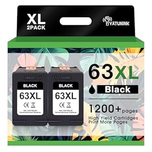 63XL Cartucho de tinta negra compatible con HP Ink 63 para cartucho de tinta negra HP 63, funciona con Officejet 3830 4650 5200 5255 5258; DeskJet 1112 2130 3630; impresora Envy 4512 4520 (2