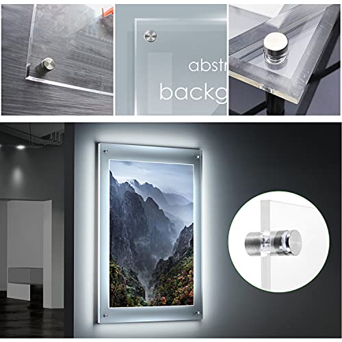 20 Stück Edelstahl Wand Schrauben Abstandshalter, Schilderhalter Werbeschraube für Montieren und Befestigung Glas Spiegel Acryl Poster Bilderrahmen (12x25mm)
