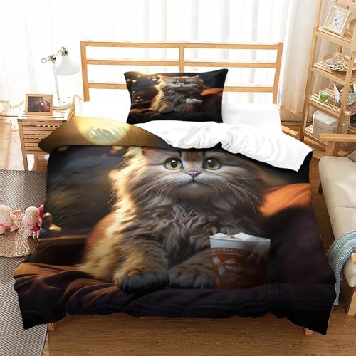 Imprimé housse de couette chat 3D lit enfant sans plis