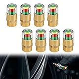 Tire Pressure Monitoring Valve, 2.4 Bar 36PSI Pressure Monitor Tire Valve Stem Caps with 3-Color Eye Alert, Copper Core Pressure Sensors Visual Alert for Cars, Motorcycles, Bicycles. (4, Golden)