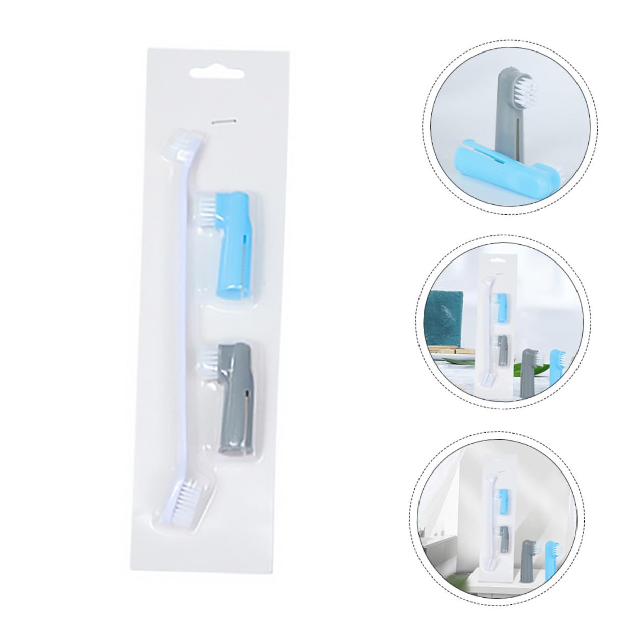 SUPVOX Dog Cat Toothbrush Kit 9pcs Professional Set Fingertip Brush for Pet Care