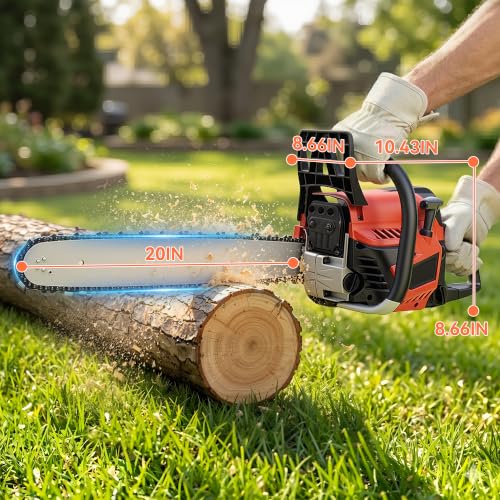 62CC 2-Stroke 20 Inch Top Handle Gas Chainsaw, Top Handle Gas Powered Chainsaw Petrol Handheld Cordless Chain Saw for Tree-climbing Tree Pruning Wood Cutting Firewood Preparation Yard Maintenance by Puritron - Used condition - Image 2