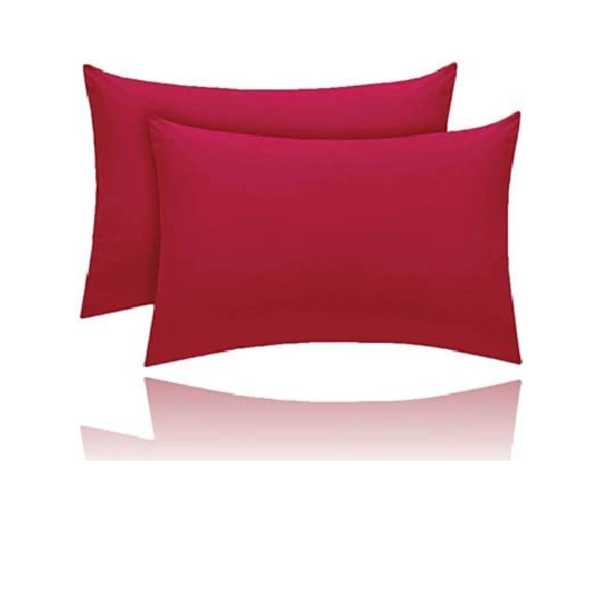 KANAKPillowcase 2 pack Polycotton Pillow case cover 50x75cm - Red Plain Dyed Housewife Pillowcases with Envelope Closure