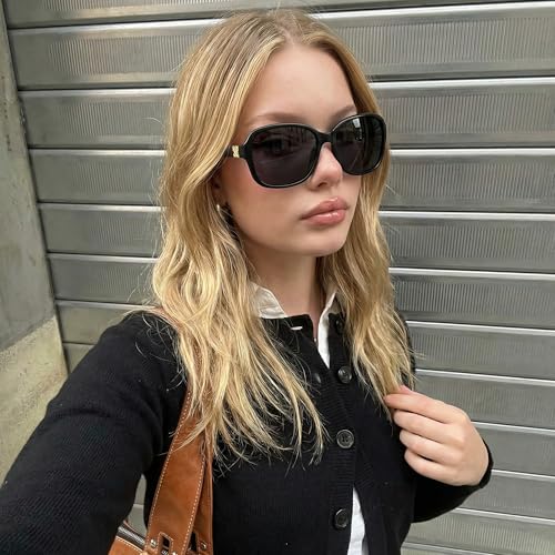 Image of SIPHEW Polarized Sunglasses for Women | Vintage Square Sunglasses w UV400 Protection | Womens Wraparound Shade