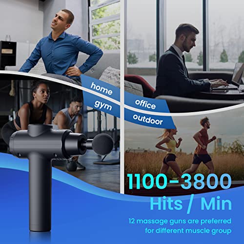 Massage Gun, Deep Tissue Percussion Massager For Pain Relief, Super Quiet Portable Body Relaxation Electric Muscle Massage Gun With 12 Attachment 30 Speed #TOP1
