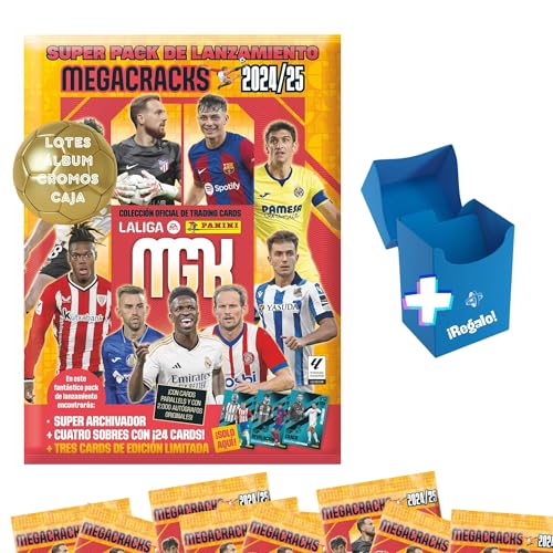Panini Pack Cromos Megacracks 2024 2025 con Álbum y Sobres, (No Cromos Eurocopa 2024 ni Adrenalyn), Lamine Yamal, Regalo Caja para Repetidas - LaLiga Ea Sports Oficial (Álbum+Regalo)