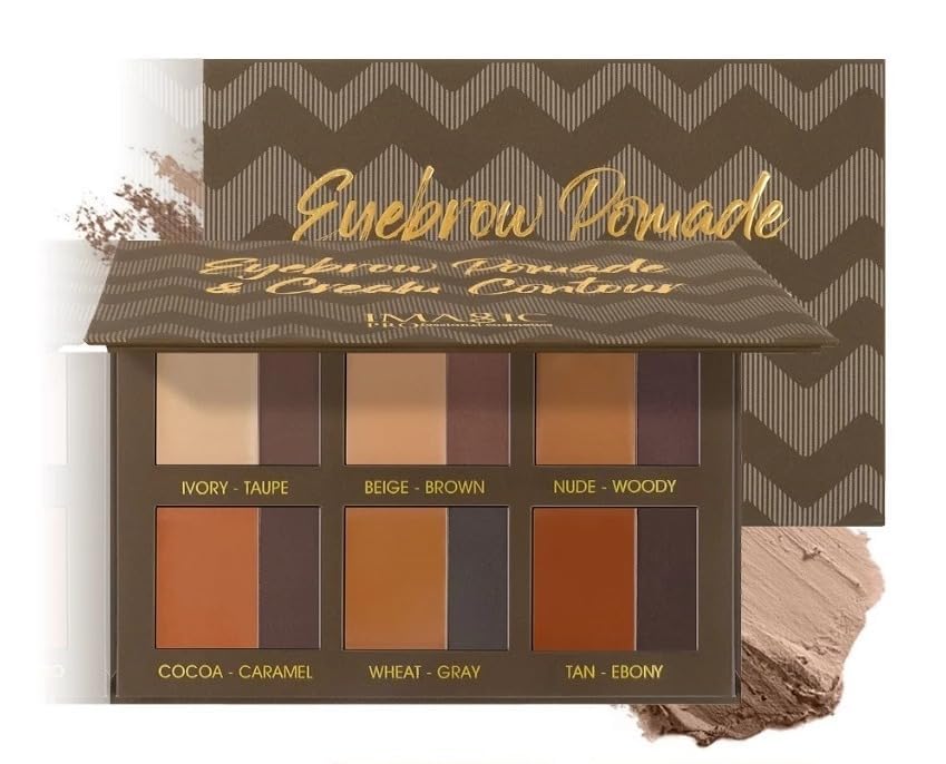 IMAGIC Eyebrow Pomade Palette, Cream Contour 6 Dual-Shade, Professional Cream Contour Kit,12.96g-image-25