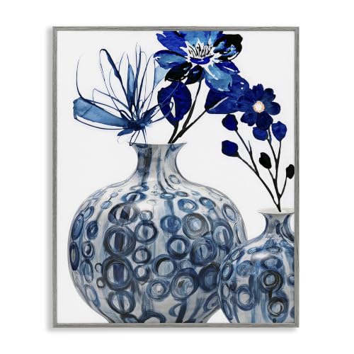 Modern Blue Flower Arrangement, 11 x 14 Inch Framed Giclée Print