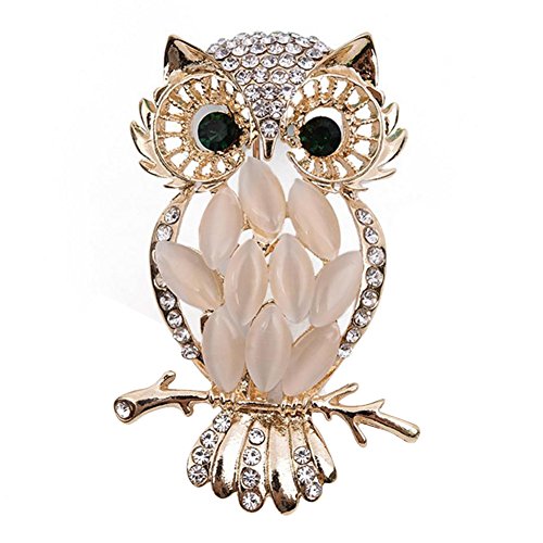 Milopon Broche Femme Forme de Hibou avec Strass Creux Vintage Bijoux pour Femme Cadeau Anniversaire Vêtement Décoration Cover