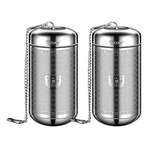 Colino da tè– Filtro grande a maglia fine, infusore in acciaio inossidabile 316, sfera da tècilindrica con design a maglia fitta | Contenitore per fogli sfusi per tazze, teiere e cucina per spezie l