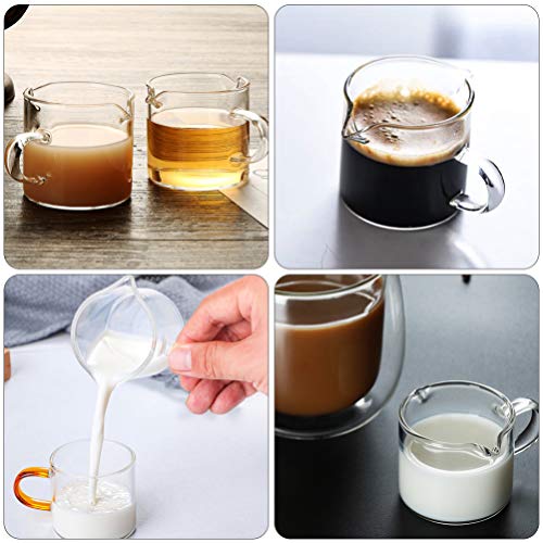 Cabilock 2 vasos medidores de cristal con 2 boquillas con mango, para beber leche, café, medición, barista, 70 ml… - Imagen 7