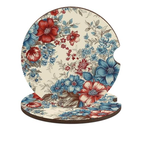Posavasos de Madera Estampado Floral para Auto 2 Unidades miniatura 1