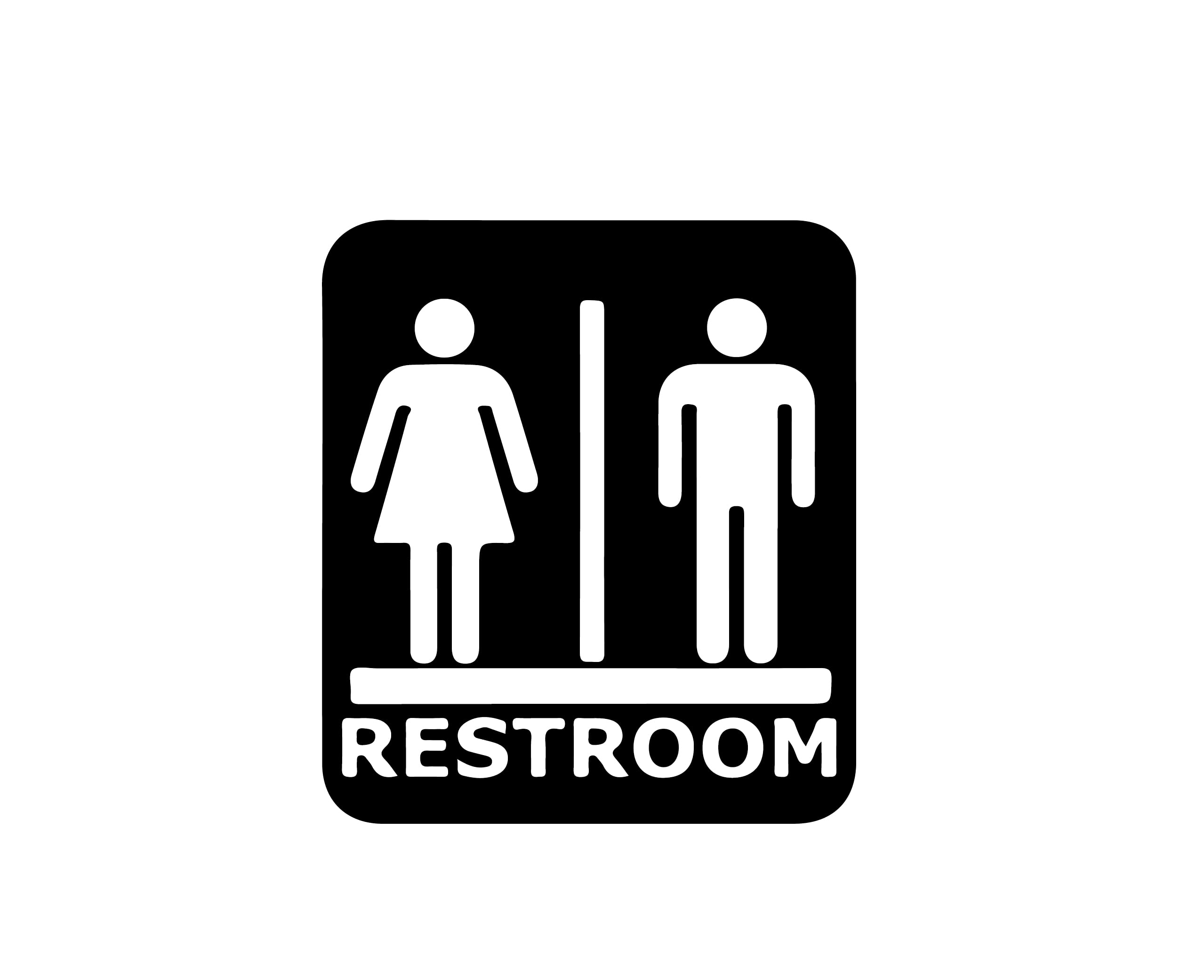 ISEE 360® Gents Ladies Restroom Sign Stickers For Toilet Bathroom Office Home Shop School Restaurant Vinyl Decals Black L X H (18.00 X 22.00cm) (Black 1)