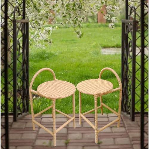 Image of PRATHAM India Patio Outdoor Bar Stool for Kitchen, Home Bar Wicker Bar Stools Set, Outdoor Bar Patio High Rise Chairs Weather Resistant Home Bar Furniture (Set of 2)